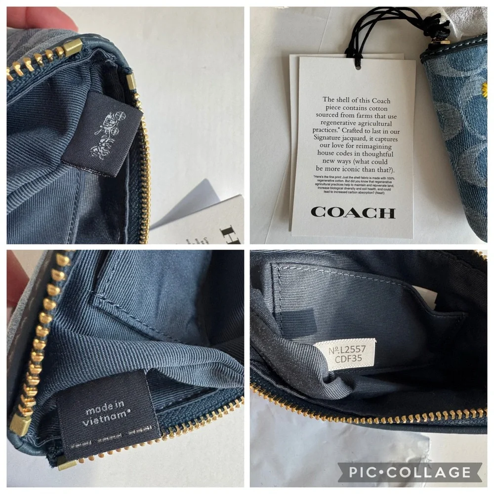 Coach CDF35 Corner Zip Wristlet Signature Denim Rainbow Indigo Multi NWT - Picture 13 of 16